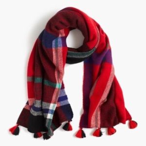 J.Crew Oversized Wool Scarf/Wrap Plaid with Tassels